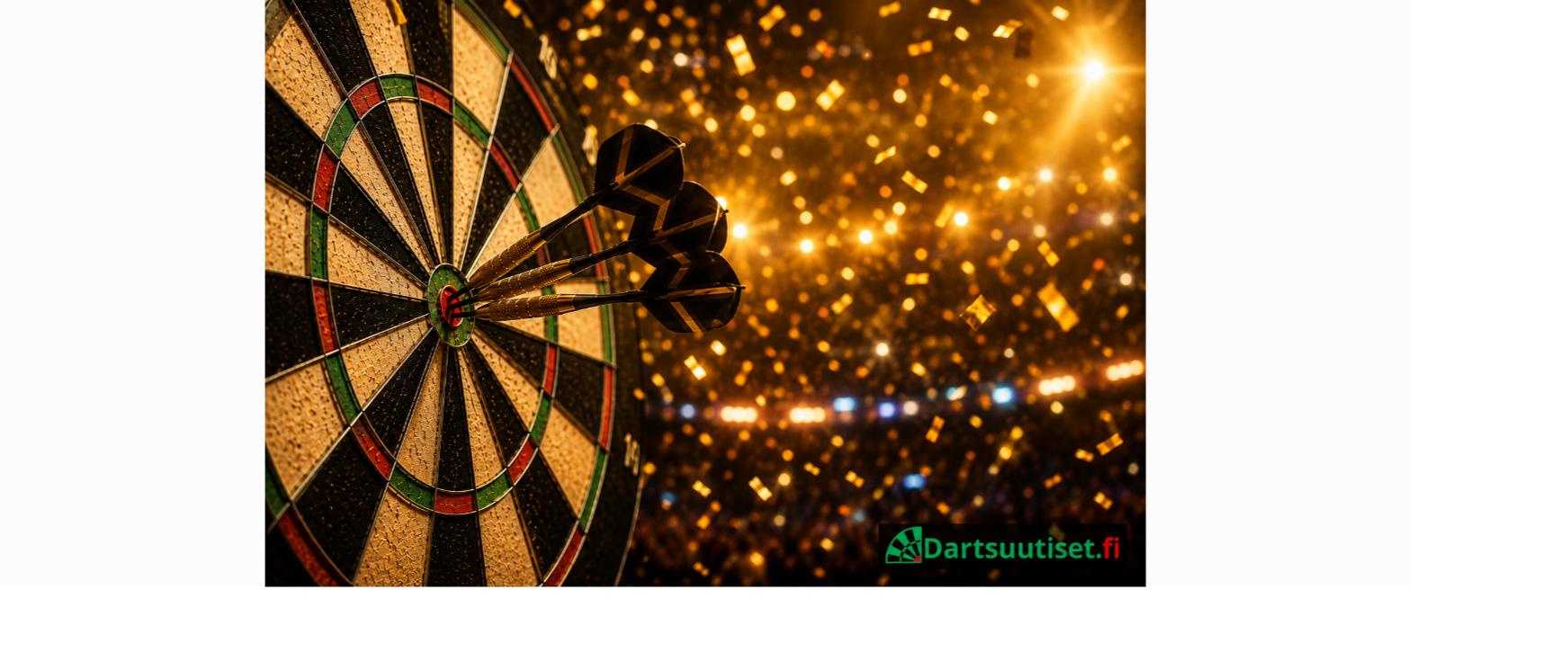 Luke Littler heittää dartstaulua kohti suurkilpailussa