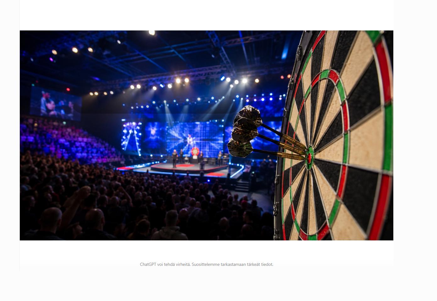 Premier League Darts loppuottelun tunnelmaa areenalla