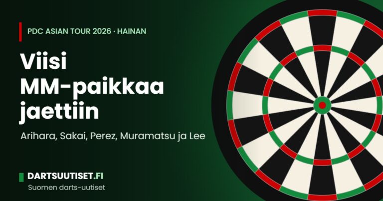 Darts-taulut rivissä valaistussa kilpailuhallissa PDC Asian Tourin päätösviikonloppuna Hainanissa.