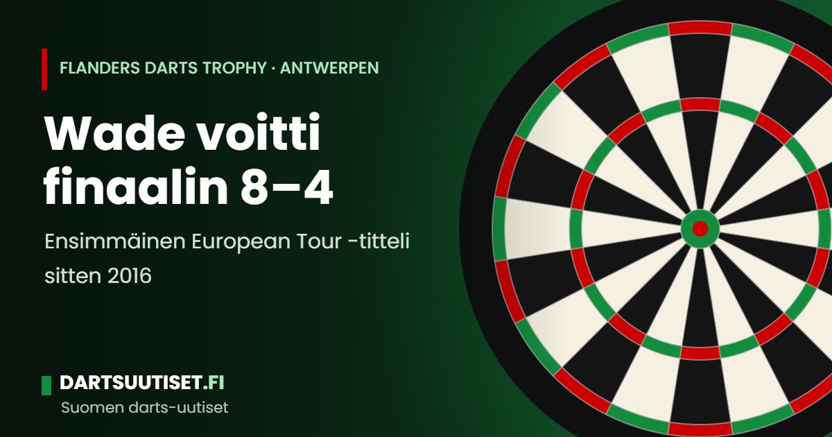 Darts-pelaaja nostaa pokaalia Flanders Darts Trophyn finaalin jälkeen Antwerp Expon lavalla.