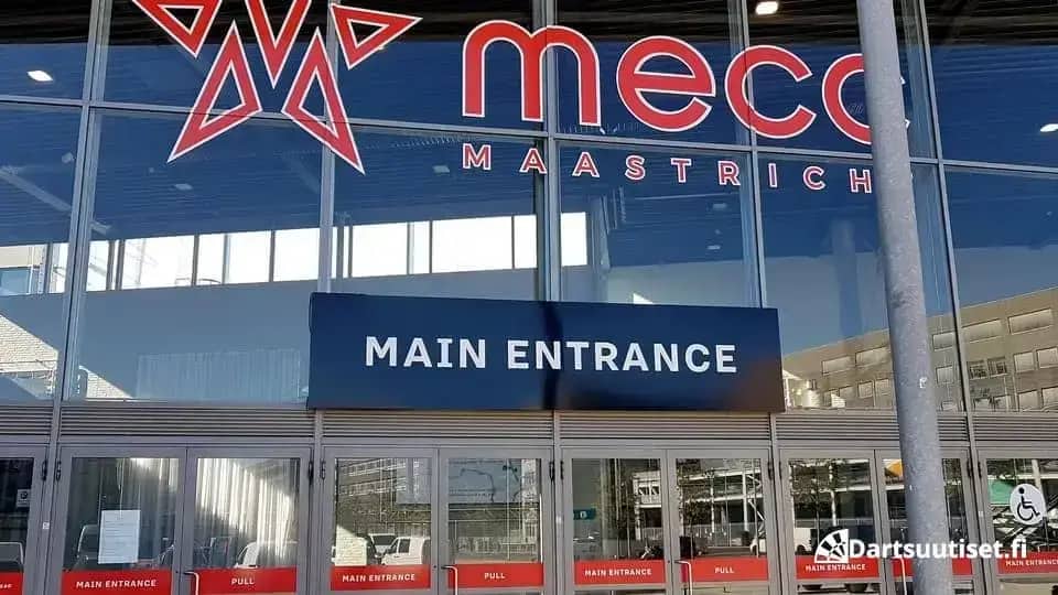 MECC Maastrichtin pääsisäänkäynti, Dutch Darts Championshipin pelipaikka.
